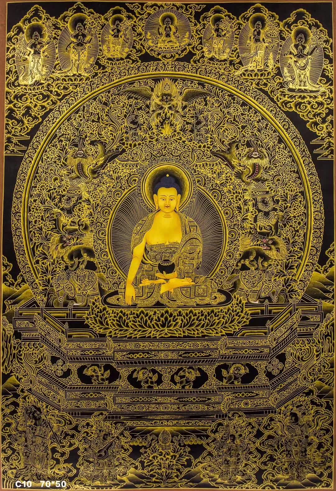 Black and gold Thangka